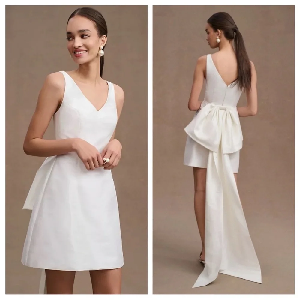 Anthropologie Sachin & Babi Archie V-Neck Back-Bow Mini Dress BHLDN - Picture 3 of 10